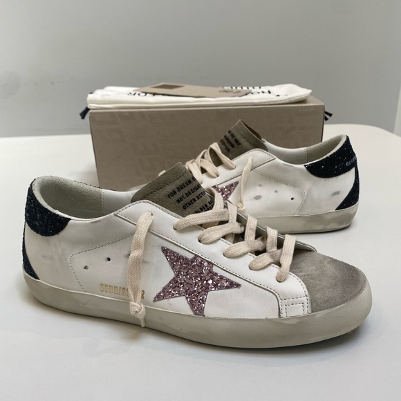 Golden Goose Superstar Sneaker White Leather/Taupe/Black/Mauve Glitter sz 40 NIB - Picture 7 of 12
